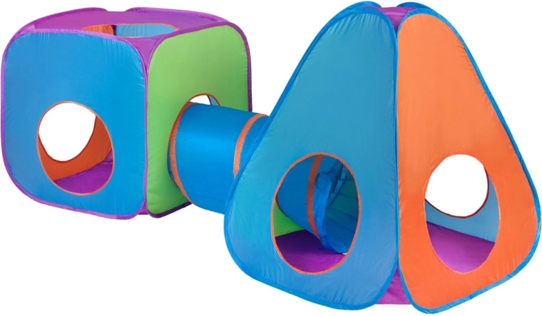 Otroški šotor 3v1 s tunelom BABY MIX oranžno-modri