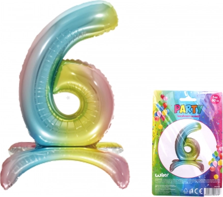 Nafukovalni balon številka 6 mavrica 80 cm