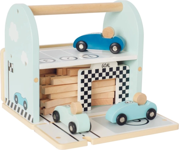 Jabadabado wooden racing car track in a suitcase