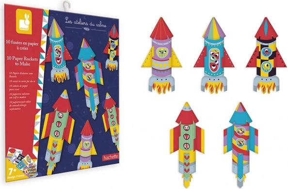 janod mini origami rakete – ustvarjalni set za otroke