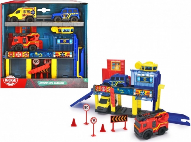 Dickie Toys SOS mini reševalna postaja s 3 vozili Mercedes‑Benz