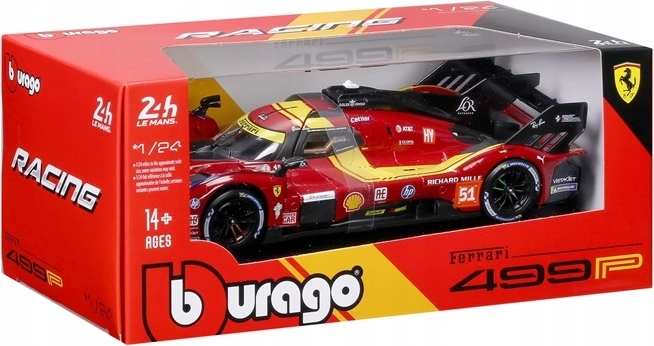 BBU Ferrari racing 499P Le Mans rdeč #51 model avtomobila 1:24