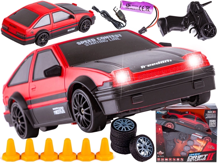 Driftni RC avto Toyota 1:24 2,4 GHz 4WD rdeče-črn