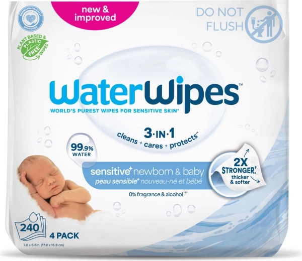 WaterWipes vlažni robčki Newborn & Baby 3v1, 4× 60 kosov (240 kosov)