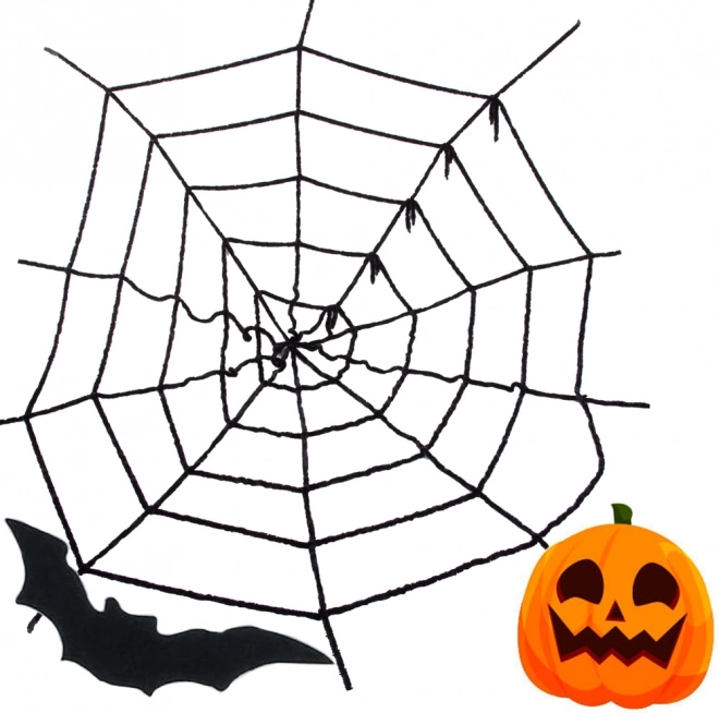 Umetna črna halloweenska pajčevina – dekoracija 90 × 90 cm