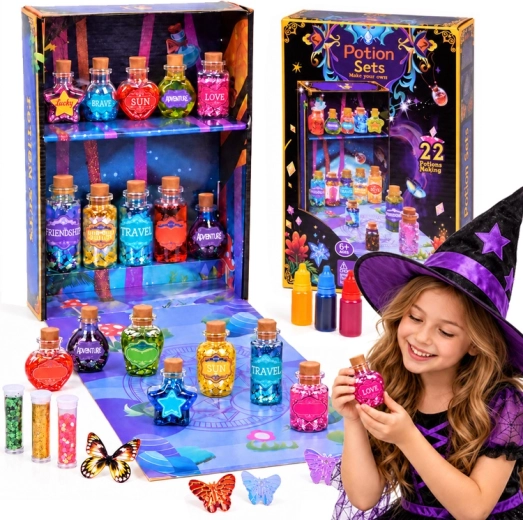 Magic creative set for making glitter potions (22 recipes)