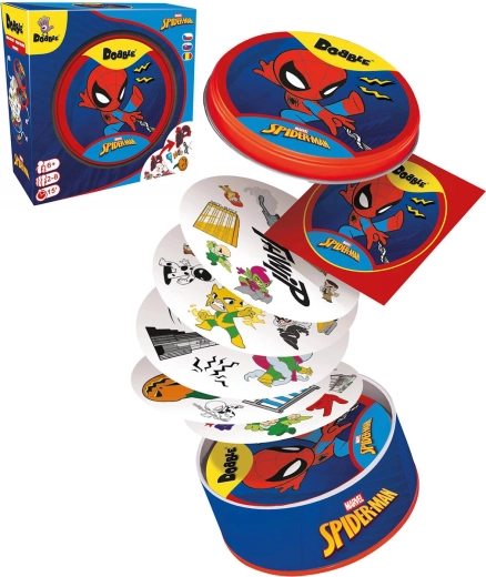 Asmodee Dobble Spider-Man – hitra družabna igra opazovanja v kovinski škatlici