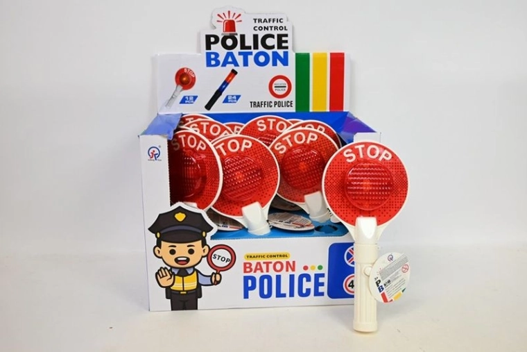 Battery-powered police paddle with light and sound