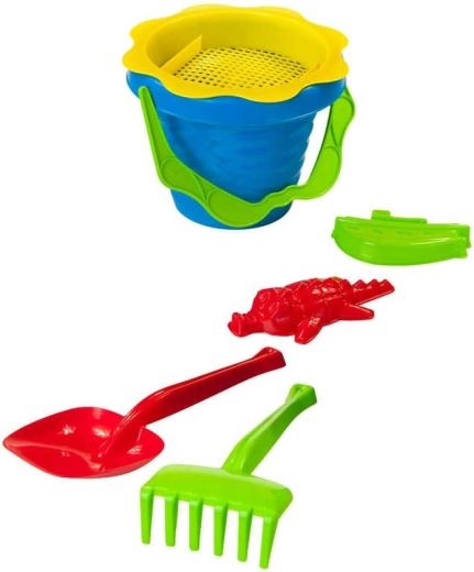 Baby sand set with bucket, sieve, molds and tools, 6 pcs
