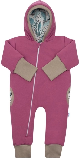 Podložen pomladni pajac s kapuco New Baby Spring rožnato-vijoličen
