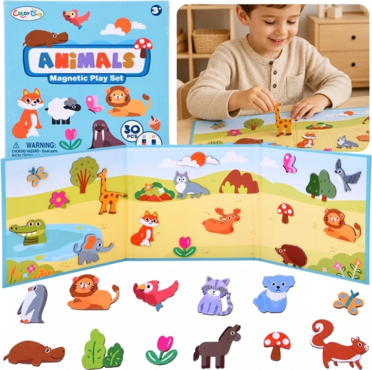 Magnetic Animal Puzzle with Fold-out Board and 30 Magnets