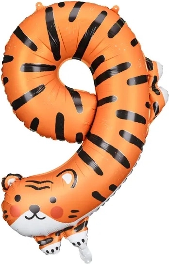 Foliasti balon številka 9 – tiger 49 × 76 cm
