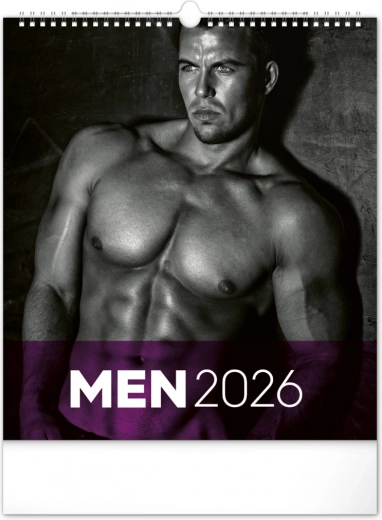 Stenski koledar z moškimi 2026