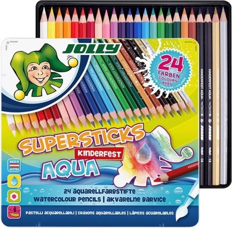 Akvarelne barvice JOLLY Supersticks Aqua 24 kosov v kovinski škatli