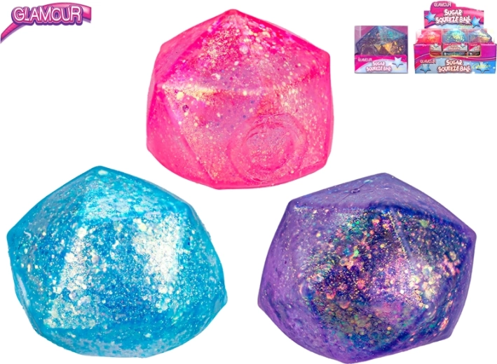 Glittery diamond-shaped stress ball with slime - 1 piece