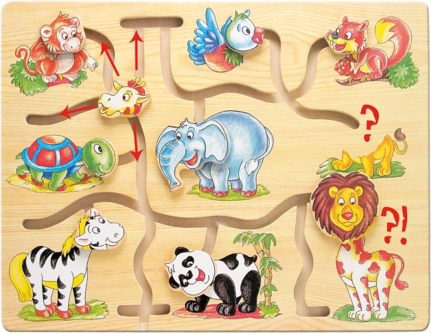 Leseni motorični labirint z živalmi Bino