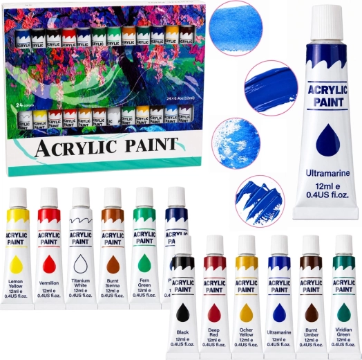 Komplet akrilnih barv 24 barv 12 ml