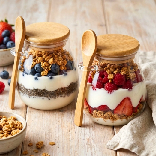 Praktičen komplet 2 kozarčkov z žličkami