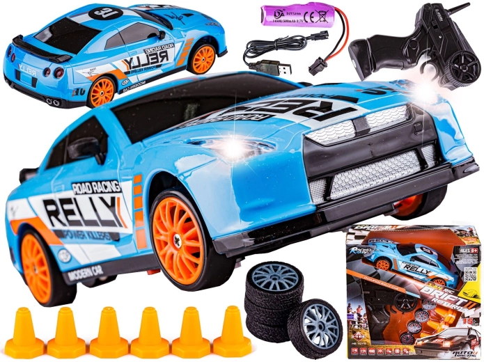Drift RC avto Nissan GT-R 1:24 2,4 GHz 4WD modro – 1 kos