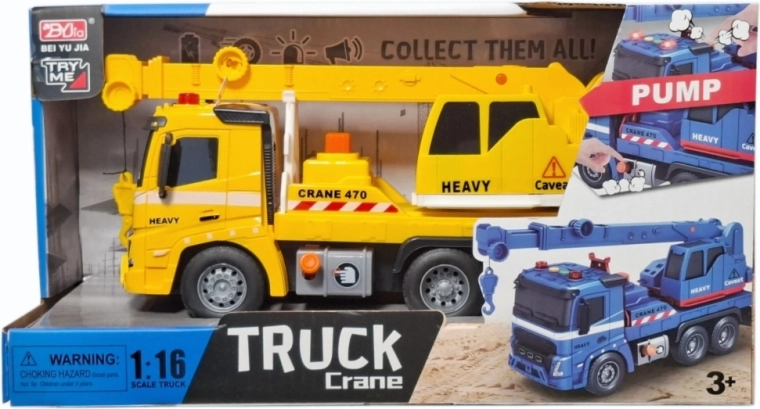 Construction truck with rotating crane, light and sound - 1 piece