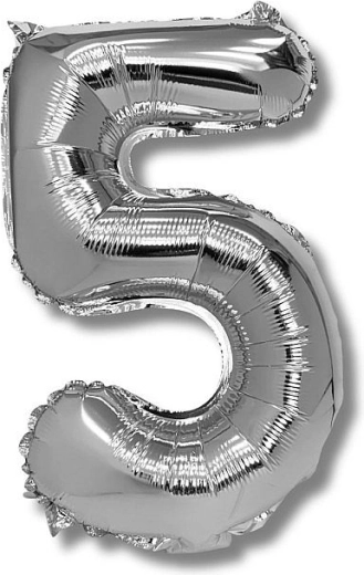 Foliasti balon številka 5, 40 cm, srebrn