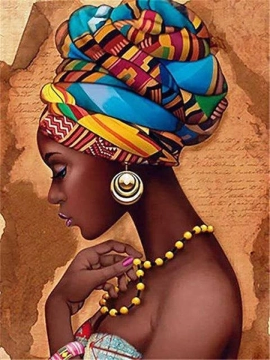 Norimpex diamond painting African woman in a turban 30 × 40 cm