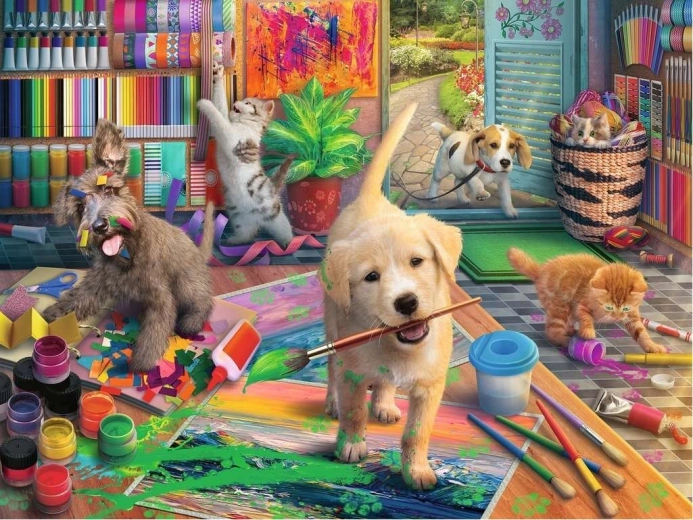 Ravensburger sestavljanka Sweet Artists – Cute crafters 750 kosov