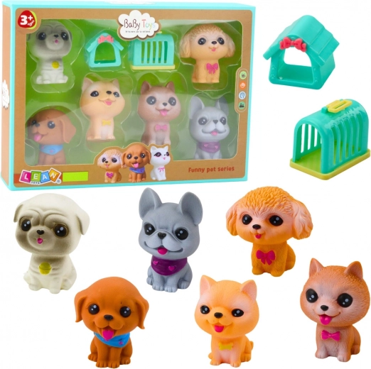 Gumijaste figurice s kužki z zvokom - set 6 kosov