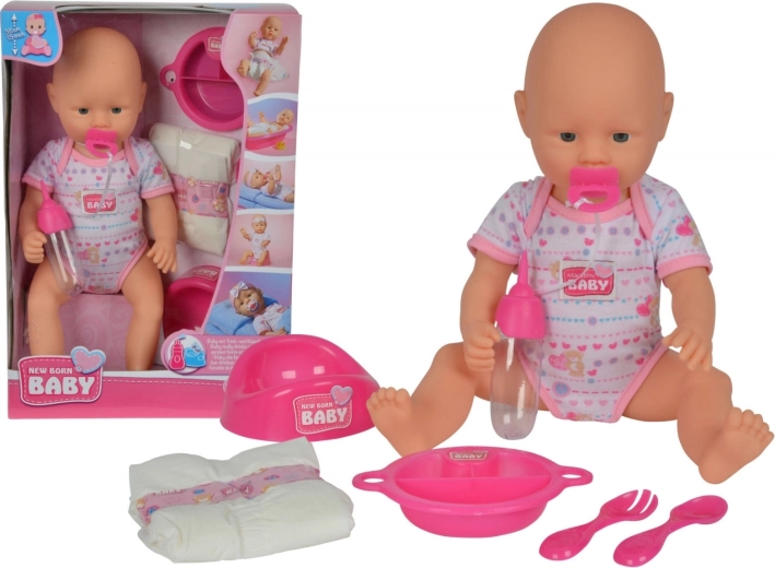 Punčka New Born Baby z dodatki 38 cm