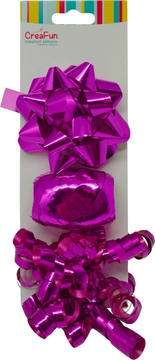 Darilni komplet kovinskih pentelj in traku, 3 kosi (pentlja 9 cm, trak 10 m, pentljica 6 mm)