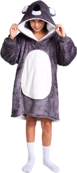 Cozy Noxxiez koala – topla pulover odeja z kapuco za otroke 7–12 let