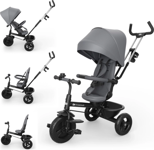 Kinderkraft Aston 2 Plus trikolesnik 6v1 siv