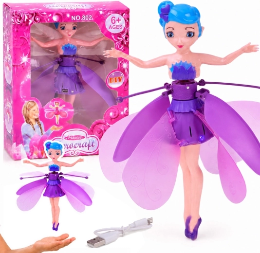 Flying interactive fairy with hand sensor and light 19 cm - 1 piece