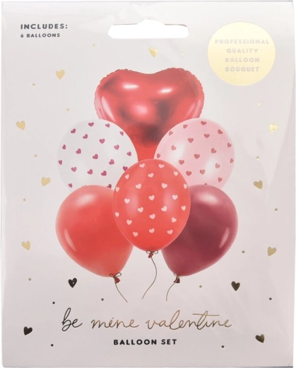 Set valentinovih balonov (mešanica lateksnih in folijskih) 6 kos