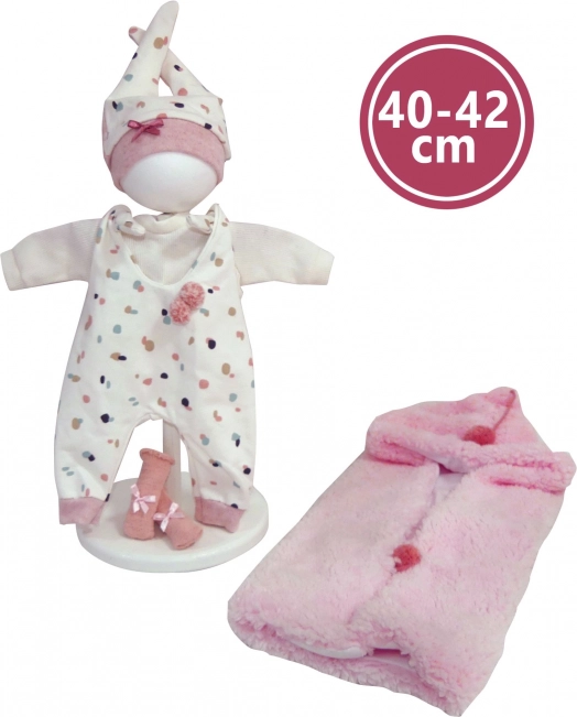 Oblačilo za punčko NEW BORN 40–42 cm – 4-delni komplet z dvostransko odejico