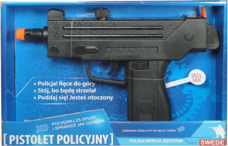 Igrača policijska pištola z zvokom in poljskim glasovnim modulom