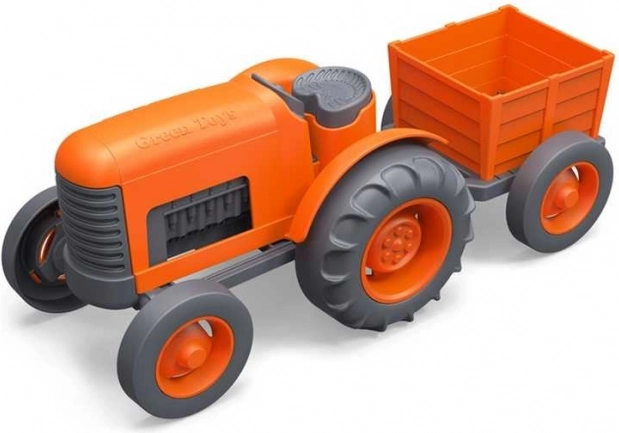 Traktor z vleko oranžen od Green Toys