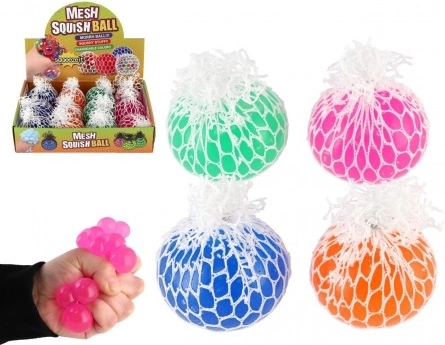 Antistresna stiskalna žogica z mrežico 6 cm – 4 barve