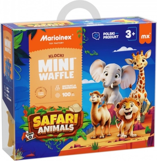 Konstrukcijski set Mini Waffle - Safari živali 100 kosov
