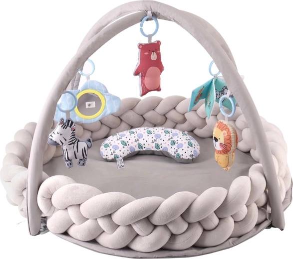 Sensory baby play mat with knitted bumper and play gyms TinyMini