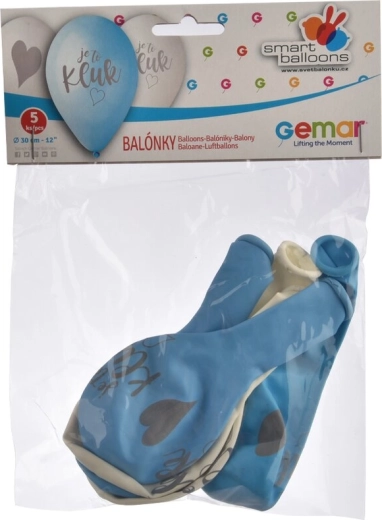 Lateksni baloni »Je to fant« modro-beli 30 cm (5 kosov)