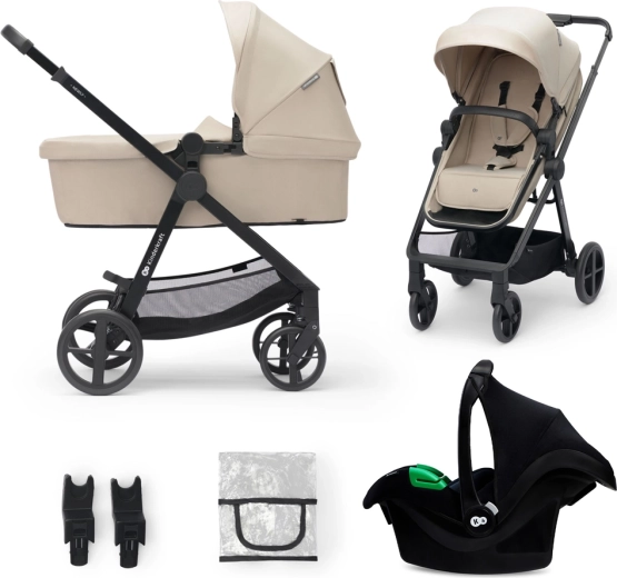 Kombinirani voziček Kinderkraft 3v1 Newly sand beige z avtosedežem Mink Pro