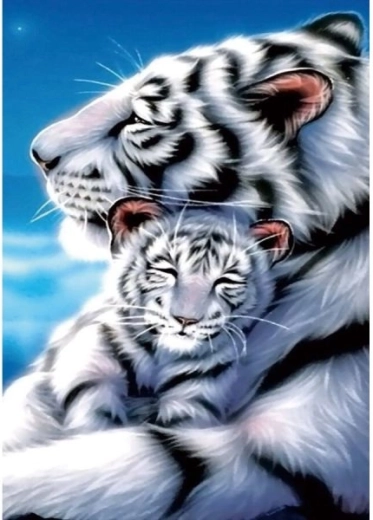 Diamantna mozaika (diamond painting) beli tigri 30 × 40 cm - 1 kos