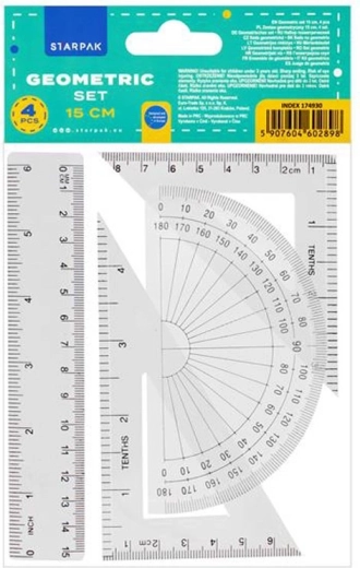 Komplet geometrijskih ravnil Starpak