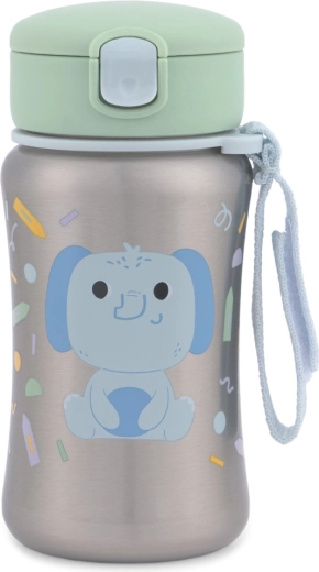 Skip Hop nerjaveča steklenička s slamico Besties Squad slonček 350 ml (12 m+)