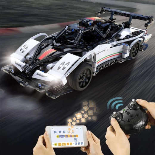 CaDA RC Racing Car Z-Wind Building Set, White, 457 Pieces, Dual Mode