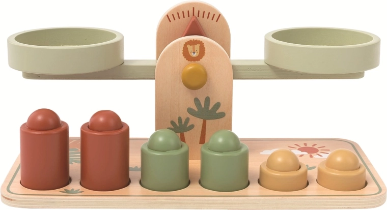 Lesena tehtnica z dvema posodicama in utežmi 2Kids Toys
