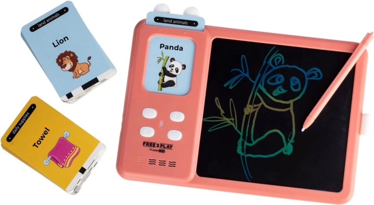 FREEON Free2Play interaktivna LCD-tablica 2 v 1 za učenje angleščine Kiddigit, rožnata