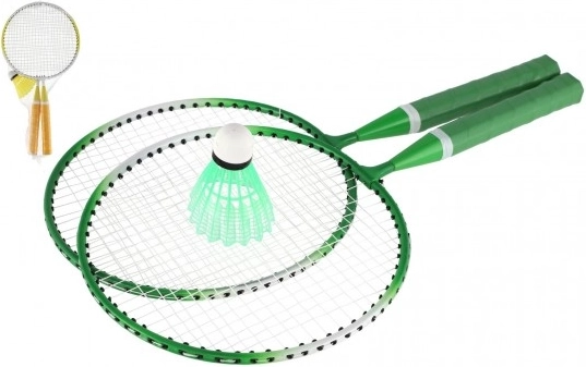 Otroški badmintonski komplet – 2 loparja in 1 žogica, kovina/plastika, v mrežasti vrečki