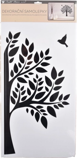 Stenska nalepka Drevo črna 32 × 60 cm